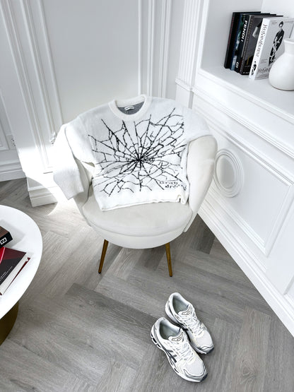 A1 UNFADED SPIDER WEB SWEATER- WHITE