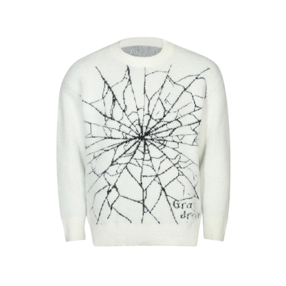 A1 UNFADED SPIDER WEB SWEATER- WHITE