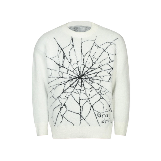 A1 UNFADED SPIDER WEB SWEATER- WHITE