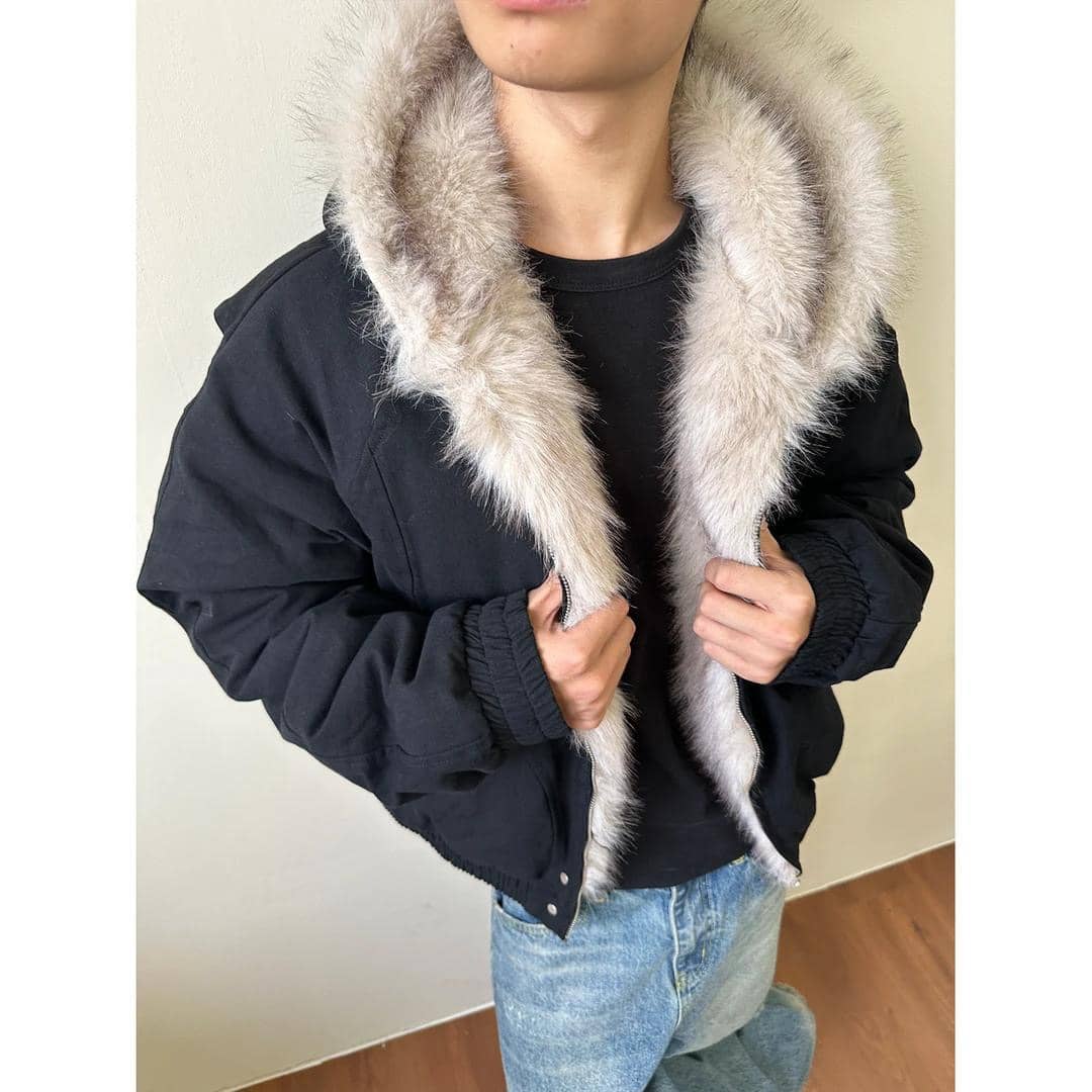 UNFADED FUR HOODED JACKET - BLACK