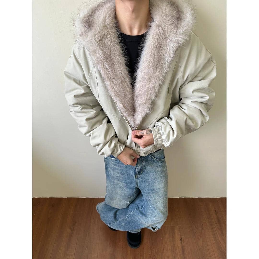 UNFADED FUR HOODED JACKET - BLACK